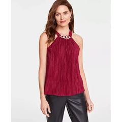 Women's Chain-Trim Halter Top, Created for Macy's-Crimson AU