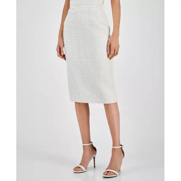Women's Tweed Skimmer Skirt,Created by Macy's-Anne white