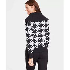 Women's Houndstooth Quarter-Zip Sweater, Created for Macy's-Houndstoot