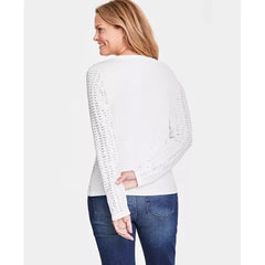 Women's Embellished Long-Sleeve Top, Created for Macy's-Washed white