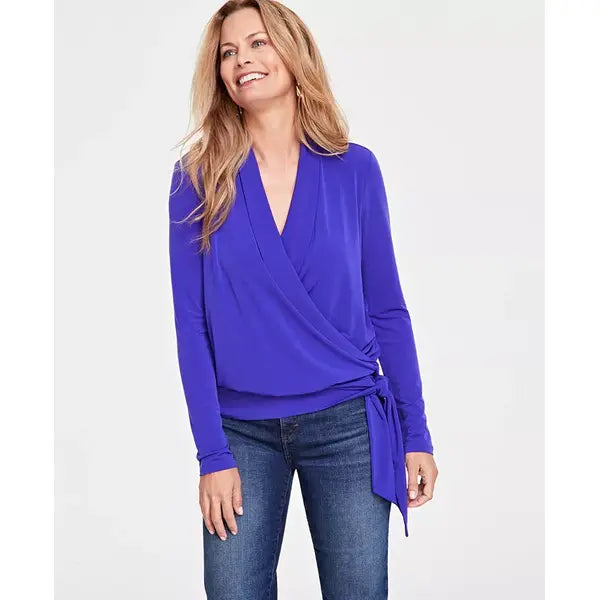 Women's Side-Tie Blouse, Created for Macy's-Deep lris