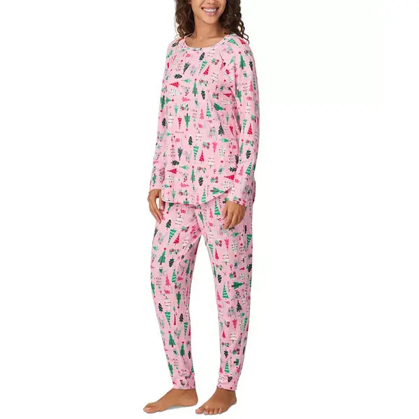 Women's 2-Pc. Printed Jogger Pajamas Set, Created by Macy's-Pink Print