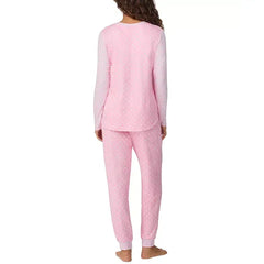 Women's Printed Button-Front Jogger Pajama Set, Created by Macy's-Pink White