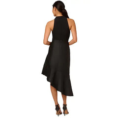 Adrianna Papell Women's Mixed Media Sleeveless Ruffle Trim Dress for Elegant Style, Black