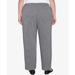 Alfred Dunner Plus Size Runway Ready Chic Pull On Houndstooth Short Length Pants, Black/White Metallic