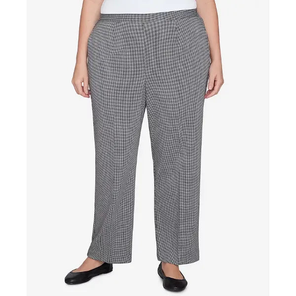 Alfred Dunner Plus Size Runway Ready Chic Pull On Houndstooth Short Length Pants, Black/White Metallic