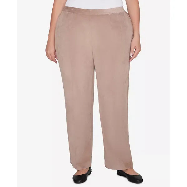 Alfred Dunner Plus Size Telluride Corduroy Elastic Waist Short Length Pleated Pants