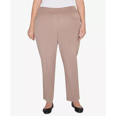 Alfred Dunner Plus Size Telluride Modern Corduroy Faux Fly Front Short Length Pants, Fawn