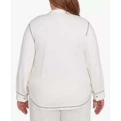 Alfred Dunner Plus Size Copenhagen Button Up Shirt Jacket, Winter White