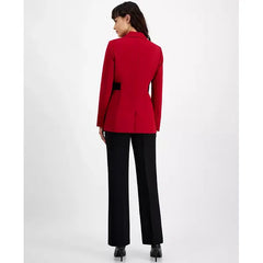 Women's Contrast Tab One-Button Blazer, Created for Macy's-POMEGRANATE