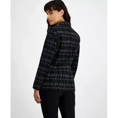 Women's Metallic Plaid One-Button Blazer, Created for Macy's-Black multi