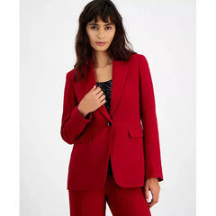 Women's Notched Collar One-Button Blazer, Created for Macy's-POMEGRANATE
