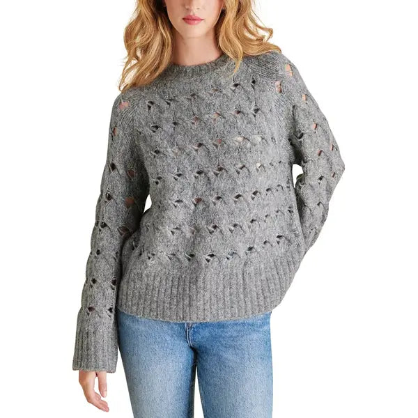 Macy's Women's Sonora Oversized Open-Stitch Sweater-Heather gray
