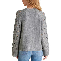 Macy's Women's Sonora Oversized Open-Stitch Sweater-Heather gray