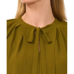 Macy's Women's Pleated Tie-Neck Blouse-Antique Olive