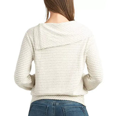 Juniors' Honeycomb Draped-Collar Long-Sleeve Sweater, created by Macy's-Off white