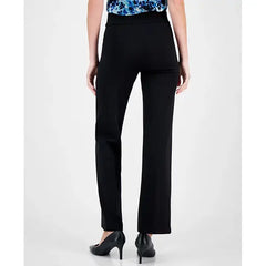 Anne Klein Petite High Rise Pull On Knit Trousers, Stylish Comfy Womens Pants, Anne Black