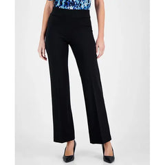 Anne Klein Petite High Rise Pull On Knit Trousers, Stylish Comfy Womens Pants, Anne Black