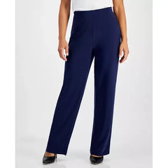 Anne Klein Petite Solid Wide Leg High Rise Pants, Stylish Comfortable Tailored Trousers
