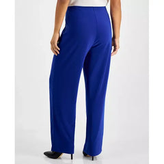 Anne Klein Petite Solid Wide Leg High Rise Pants, Stylish Comfortable Tailored Trousers
