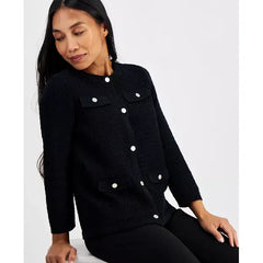 Anne Klein Petite Pocket Button Front Cardigan, Stylish Comfortable Knit Layer