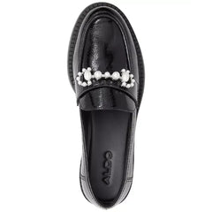 ALDO Women's Dinara Embellished Tweed Loafer Flats, Elegant Chic Comfortable Flats, Black