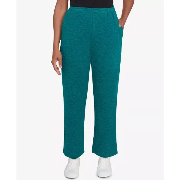 Alfred Dunner Women's French Quarter Soft Brushed Knit Short Length Pants, Jade, Size L