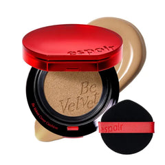 Espoir Be Velvet Cushion Foundation | Quick and Easy Coverage with Long-lasting Color by Zero Oxidation, Velvety Smooth Finish & Lightweight Formula, Vegan, Korean Makeup - 0.46 oz