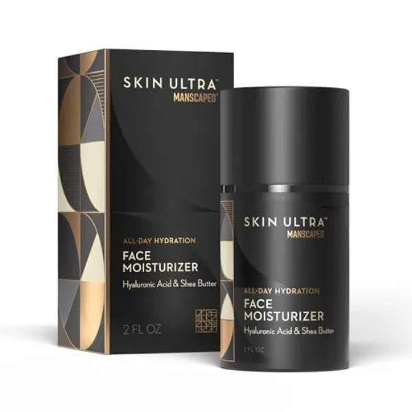 MANSCAPED Skin Ultra Face Moisturizer - Men's Daily Hydrating Skincare Lotion Infused with Hyaluronic Acid, Vitamin E & Shea Butter, Non-Greasy, Fast Absorbing, 2 fl oz