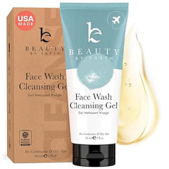 Beauty by Earth Face Wash Gel Gentle Formula, USA Made with Organic & Natural Ingredients Purifying Daily Wash, Non Toxic Facial Cleanser for Dry & Sensitive Skin with Aloe Vera & Glycerin