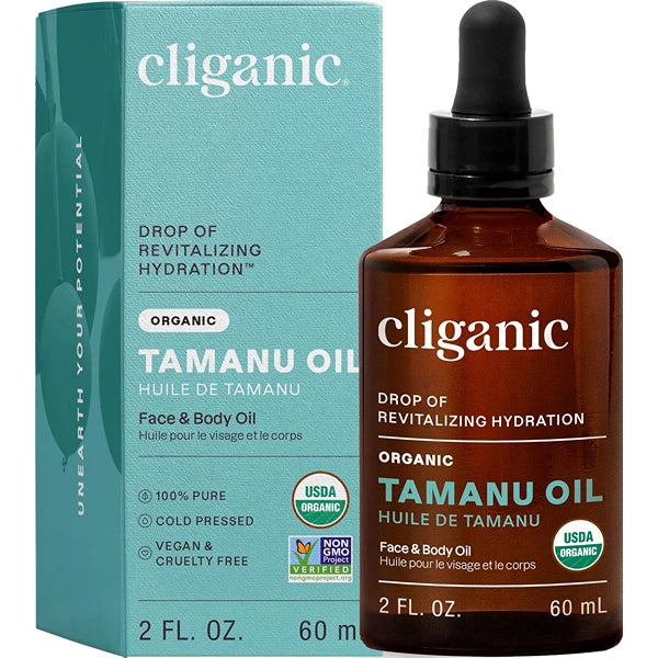 Cliganic Organic Tamanu Oil 2, 4oz, 100% Pure - For Face, Hair & Skin | Natural Cold Pressed, Hexane-Free