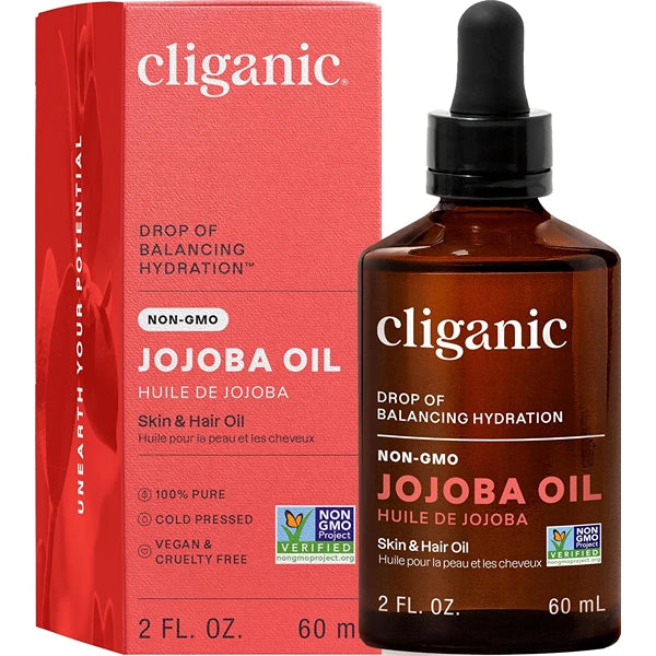 Cliganic Non-GMO Jojoba Oil for Skin, Hair & Face – 100% Pure Natural Cold-Pressed Unrefined, Hexane-Free – 2oz, 4oz & 8oz