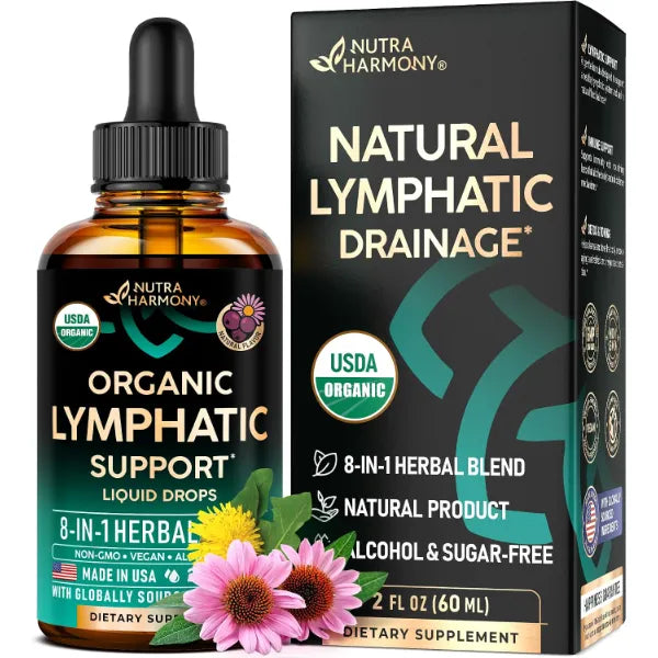 NUTRAHARMONY Lymphatic Drainage Drops USDA Organic Lymphatic Supplements