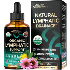 NUTRAHARMONY Lymphatic Drainage Drops USDA Organic Lymphatic Supplements
