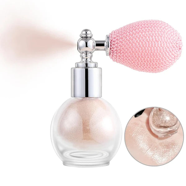 Lezero Face & Body Glitter Highlighter Spray (Pearl White & Champagne) – Loose Shimmer Powder, Long-Lasting Makeup for Rave, Festival, Halloween & Party