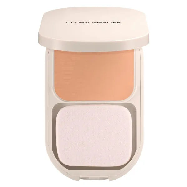Laura Mercier Real Flawless Feather Matte Powder Foundation, Sheer to Medium Coverage, 16 HR Fade-Proof Wear, Hydration & Shine Control, Weightless Face Powder Compact, Hyaluronic Acid Infused