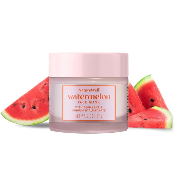 NATURE WELL Watermelon Face Mask, Enriched with Hydrating Watermelon Fruit Water & Plant-Derived Squalane, Promotes A Radiant & Moisturized Complexion