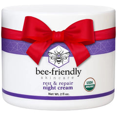 BeeFriendly Organic Night Cream – USDA Certified Organic Deep Hydrating Moisturizer for Face, Eyes, Neck & Décolleté – Anti-Aging, Anti-Wrinkle Night Treatment for Women & Men – 2 oz, 4 oz (2-Pack), 6 oz (3-Pack)