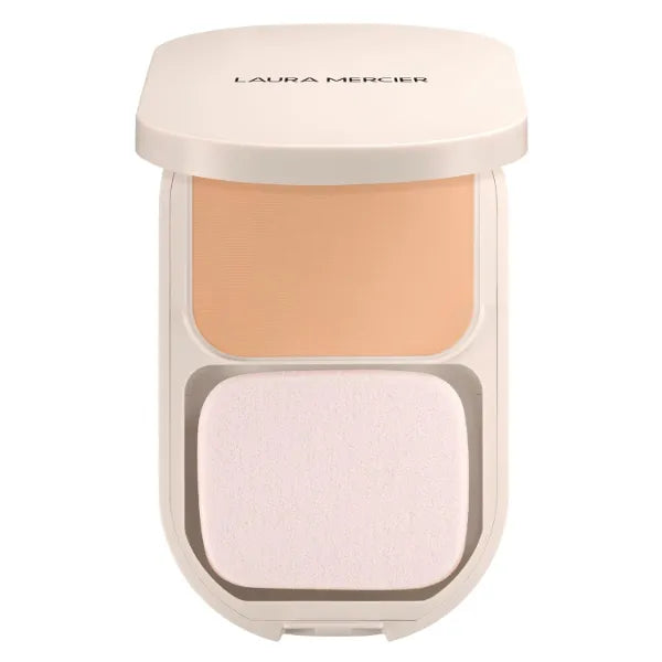 Laura Mercier Real Flawless Feather Matte Powder Foundation, Sheer to Medium Coverage, 16 HR Fade-Proof Wear, Hydration & Shine Control, Weightless Face Powder Compact, Hyaluronic Acid Infused