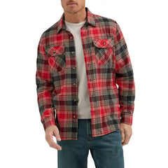 Wrangler® Men's and Big Men's Relaxed Fit Brushed Flannel Shirt with Long Sleeves