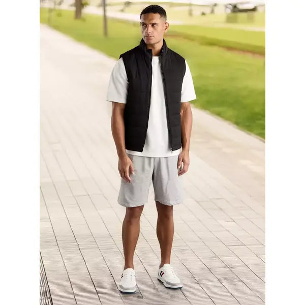 Quilted Zip Through Sleeveless Jacket - Black