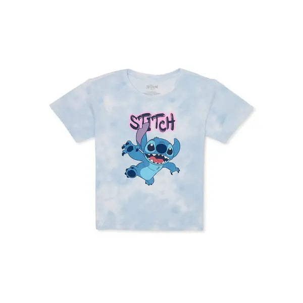 Stitch Sassy Girls Graphic Crew Neck Short Sleeve T-Shirt Light Blue 4-5