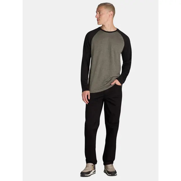 George Men's and Big Men’s Raglan Crewneck Tee with Long Sleeves