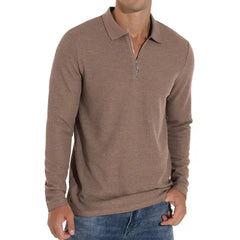 GIRUNS Men's Waffle Knit Long Sleeve Casual Quarter Zip Polo Shirts