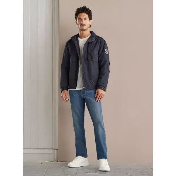 Plain Hooded Utility Jacket - Blue