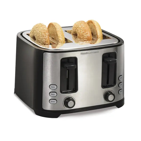 Hamilton Beach 4 Slice Toaster, Extra-Wide-Slots Black & Silver