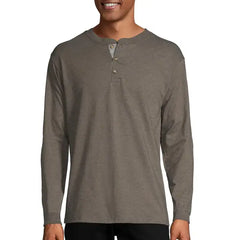Hanes Men's and Big Men's Beefy Heavyweight Long Sleeve Three-Button Henley