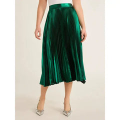 Free Assembly Women’s Pleated Metallic Maxi Skirt