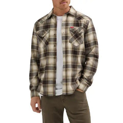 Wrangler® Men's Slim Fit Long Sleeve Woven Twill Shirt with Sunglasses Cleaner