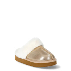 Wonder Nation Girls Scuff Slippers with Faux Fur Trim